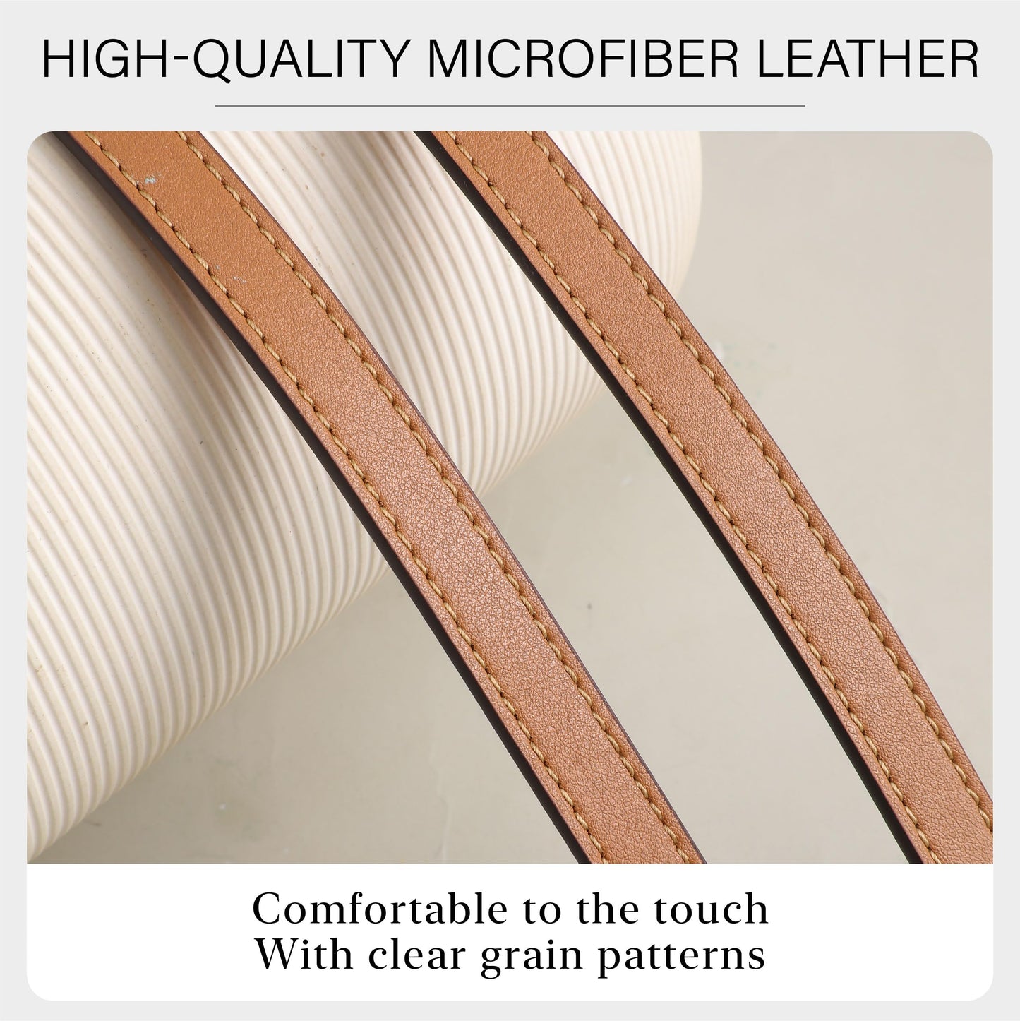 OAikor Purse Strap Replacement Compatible with Coach Mollie Tote Bag 25 & MK Basket Bags, 2 Pieces Microfiber Leather Shoulder Strap for Tote HandBag Handles(Khaki,31.9 inches)