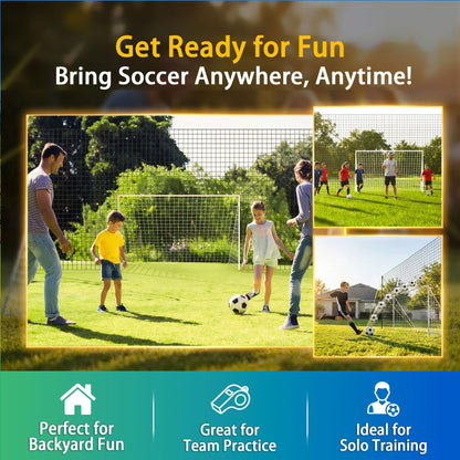 3-in-1 Soccer Goal with Rebounder & Backstop Net, Soccer Training Equipment for Backyard, Soccer Rebounder for Shooting, Passing & Ball Control, Kids & Youth (Standard)