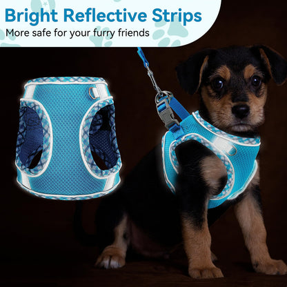 No Pull Dog Harness and Leash Set - Adjustable Reflective Breathable Mesh Step in Easy Walk for Extra Small/Small Medium Cats Puppy Outdoor Hiking Training (Orange L)
