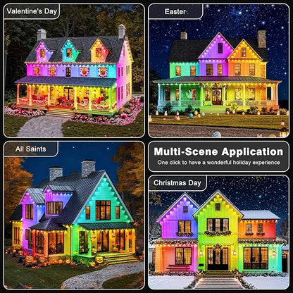 LITSOUL 400FT Permanent Outdoor Lights for House Waterproof, Smart RGB Eave LED Lighting with 16 Million Colors, IP67 Outdoor Strip Lights for Christmas Halloween Holiday Daily Decorations (400FT)
