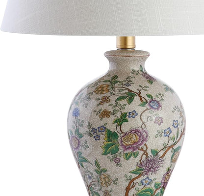 JONATHAN Y JYL3009A Grace 24" Floral LED Table Lamp Classic Cottage Bedside Desk Nightstand Lamp for Bedroom Living Room Office College Bookcase LED Bulb Included, Multicolor