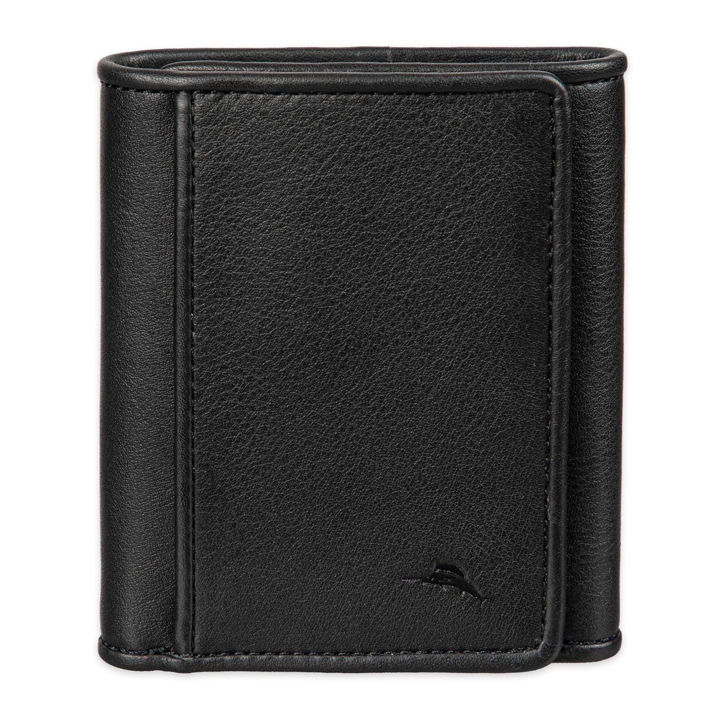 Tommy Bahama Mens Leather Trifold Wallet Black Pebble