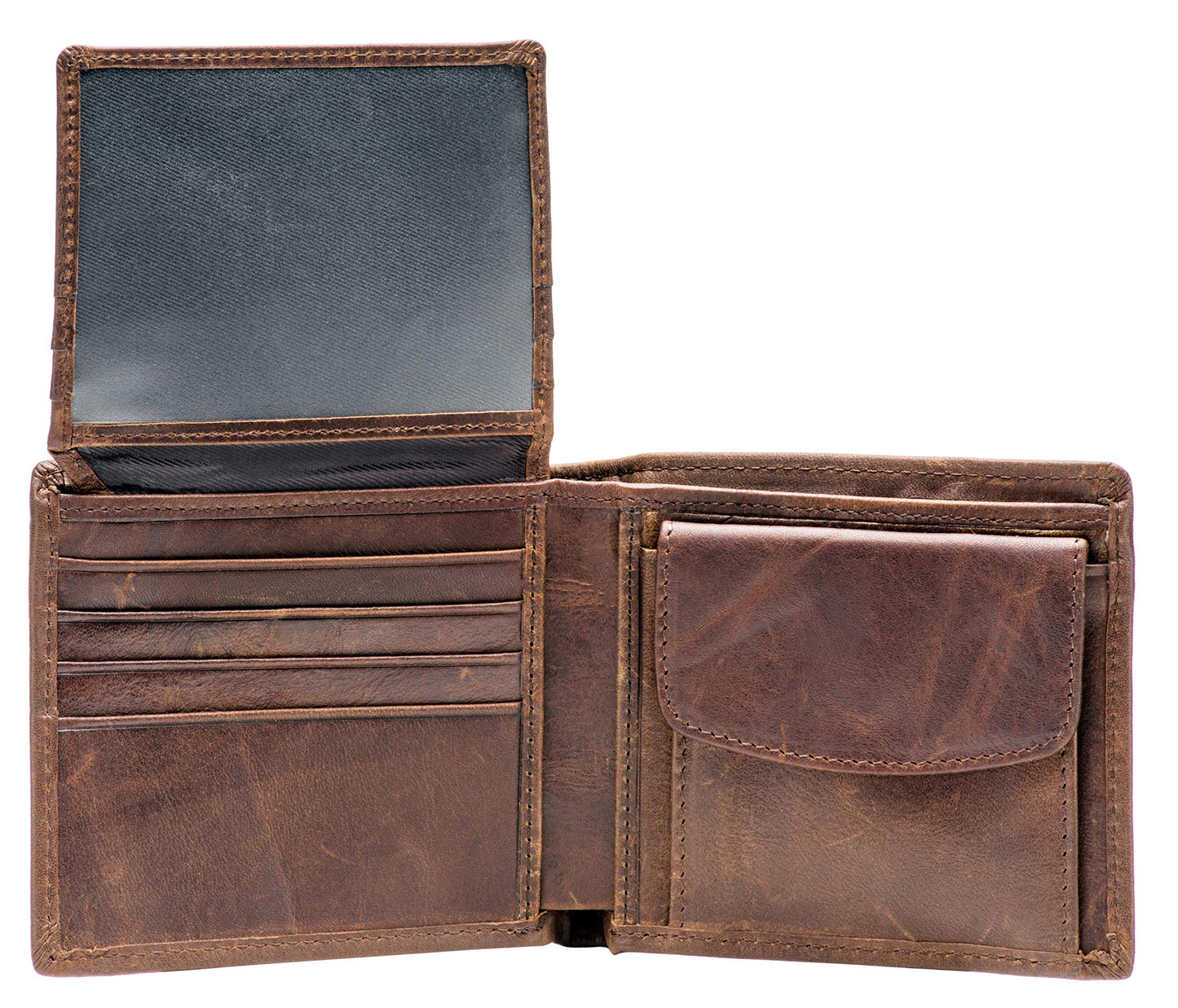 POKOFO RFID Blocking Genuine Leather Bifold Wallet for Men with Zipper and Coin Pocket (Coffee)