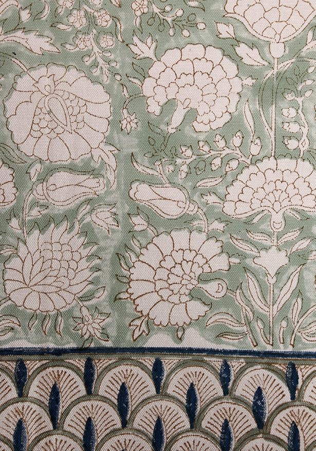 ATOSII Jade 100% Cotton Rectangle Summer Tablecloth, Block Print Floral Table Cloth Linen for Dining, Parties, Weddings, Outdoors I Grand Millennial Decor 60 X 108 Inches I 8 Seater I Memorial Day