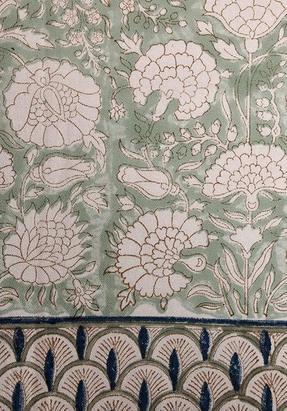 ATOSII Jade 100% Cotton Rectangle Summer Tablecloth, Block Print Floral Table Cloth Linen for Dining, Parties, Weddings, Outdoors I Grand Millennial Decor 60 X 108 Inches I 8 Seater I Memorial Day
