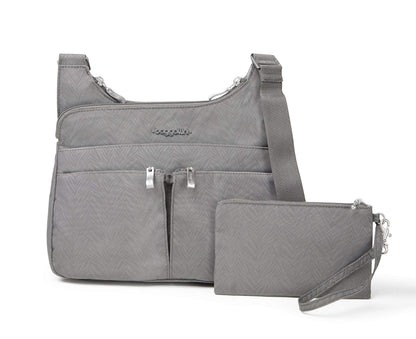 Baggallini Cross Over Crossbody Women 11x8.5 Medium Travel Bag Lightweight Water-Resistant Nylon Organized Handbag Purse