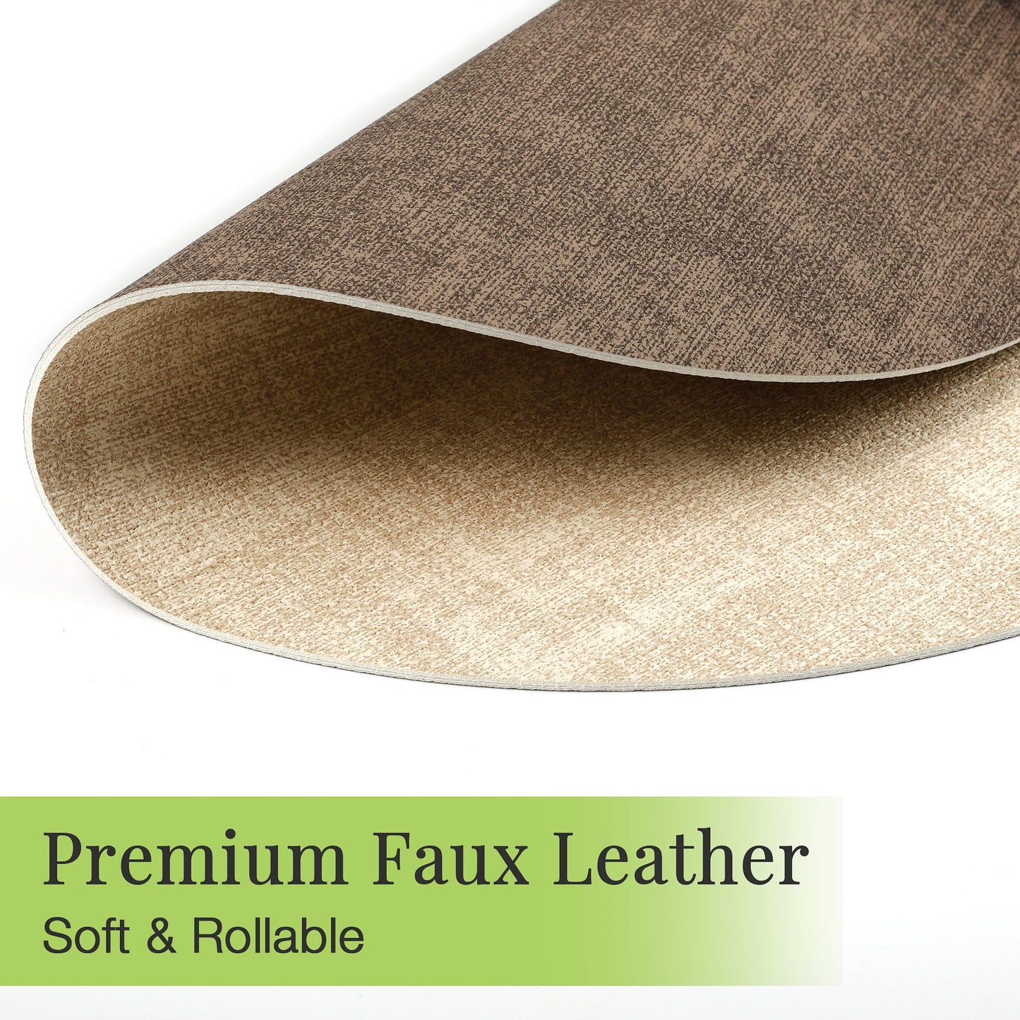 13-Inch Faux Leather Round Placemats Set of 6, Waterproof Anti-Slip Dual Sided Place mats, Heat Resistant Washable Table Mats with Coaster, Suitable for Indoor & Outdoor (6, Beige Dark Coffee)