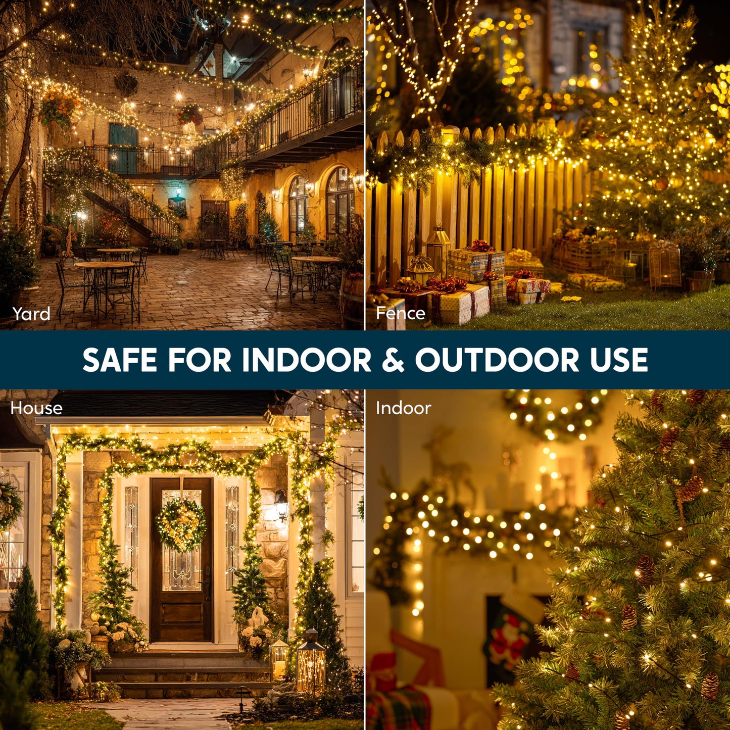Joiedomi 1200 LED Christmas Lights Outdoor,394 FT Warm White Christmas Tree Lights with 8 Modes Timer, PVC Green Wire String Lights with Reel for Indoor Outdoor Holiday Xmas Eve Night Decorations