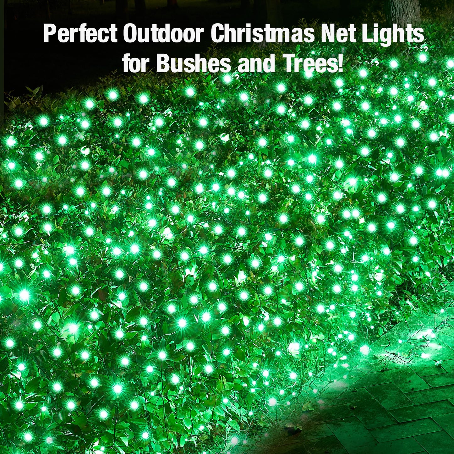 Sylampow Led Green Christmas Net Lights Outdoor Christmas Bushes Lights 120Led 6ftx5ft, Connectable Outdoor Indoor Mesh Net Lighting for Xmas Holiday, Garden, Lawn, Shrubs, Trees, Bushes Decorations