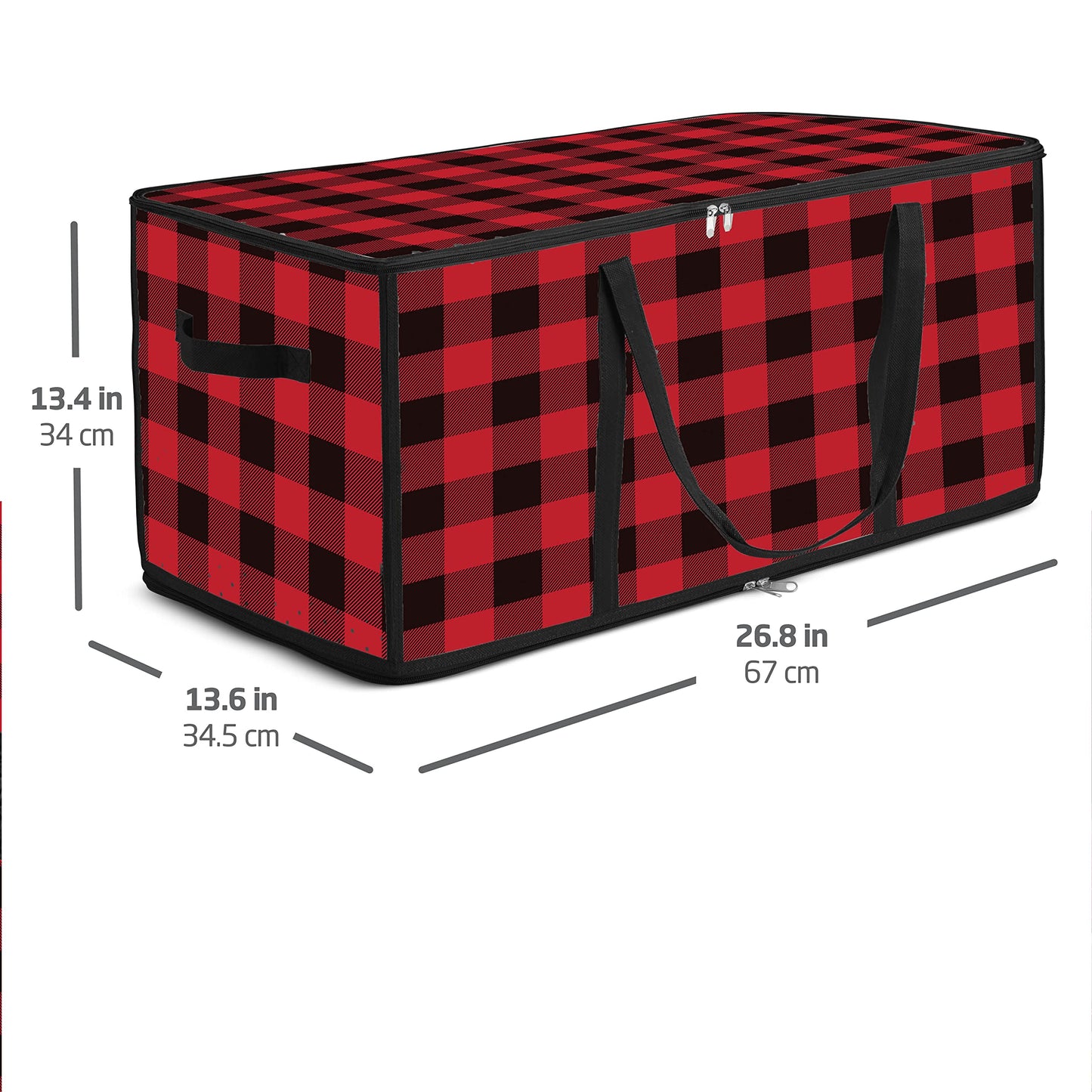 ZOBER Christmas Ornament Storage Box Plastic - Stores 128 3" Ornaments with Individual Trays - Ornament Organizer Storage Box, Durable Christmas Containers Holder - Plaid
