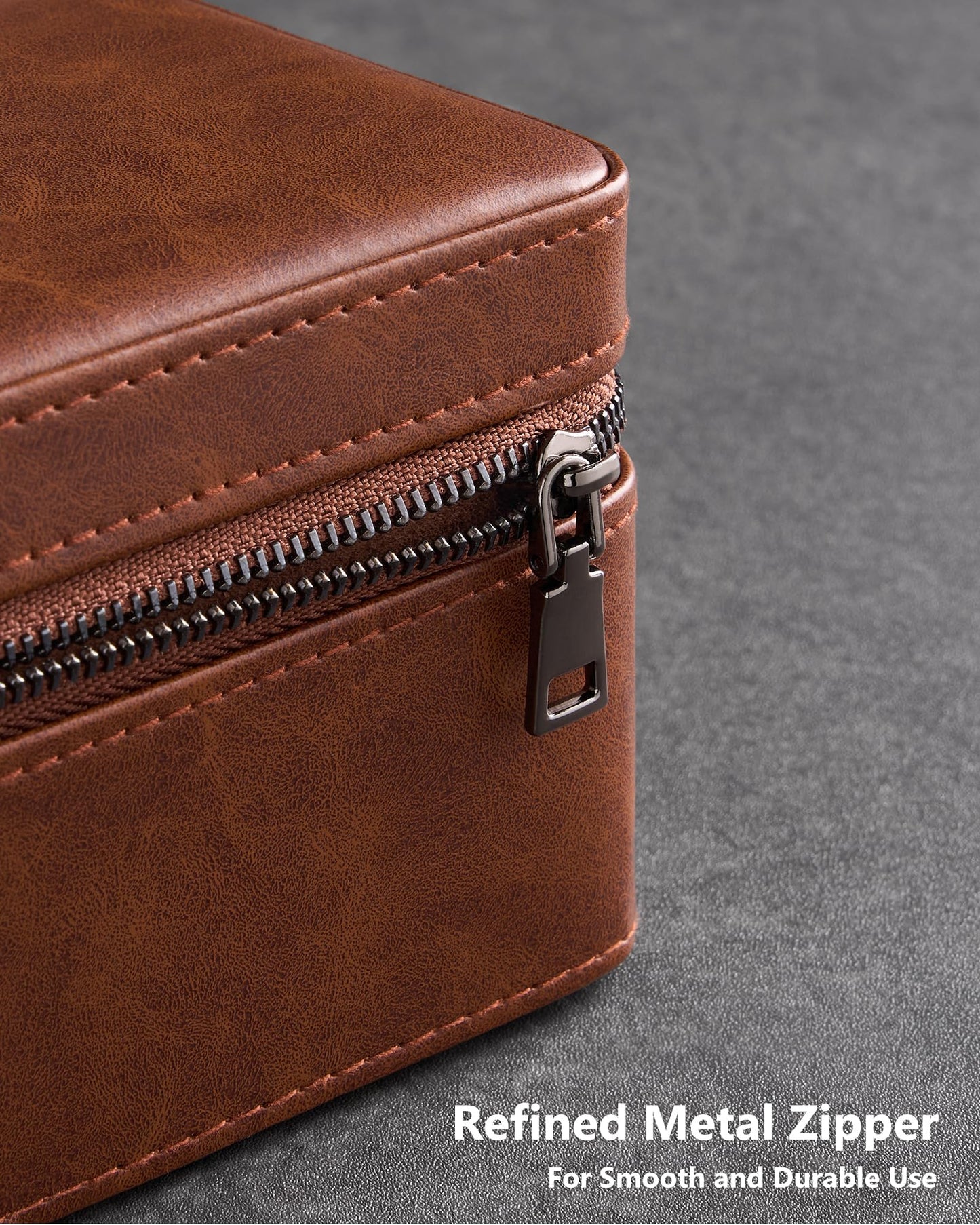 ProCase 2-Slot Watch Travel Case for Men, PU Leather Portable Watch Holder, Compact Small Carrying Storage Box for Luxury Watches & Smartwatches with Jewelry Compartment, Fathers Day Gift -Brown