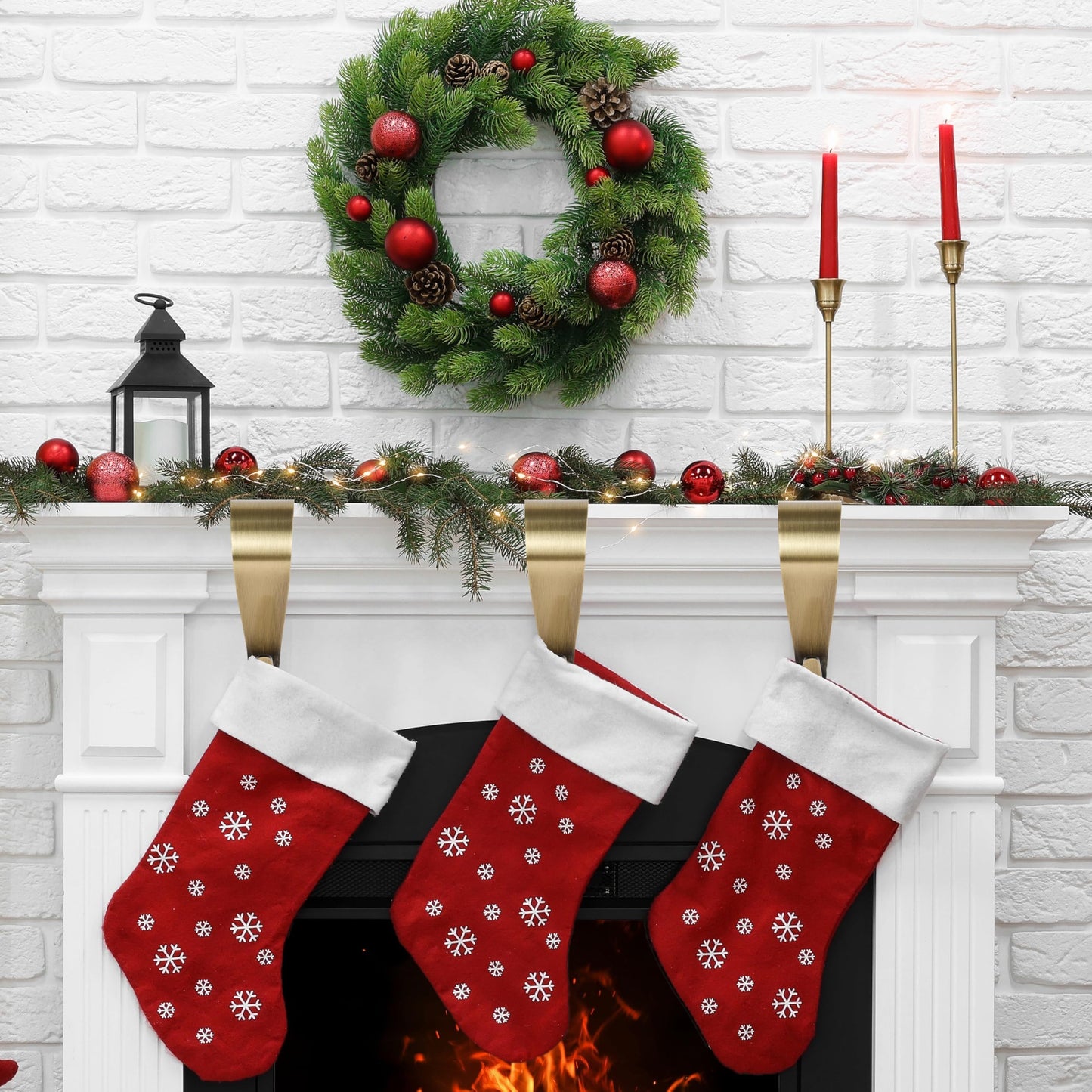 Palonu Christmas Stocking Holders Mantel Stcoking Hangers Metal Hanging Hooks Ornament Hooks Fireplace Hanger Grip for Christmas Decorations (4, Bronze)