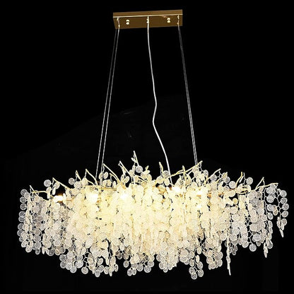 Modern Tree Branch Chandelier, 47.24 inch Money Tree Branch Gold Crystal Chandeliers, Rectangular Ceiling Pendant Lighting Fixtures for Dining Room, Bedroom, Living Room