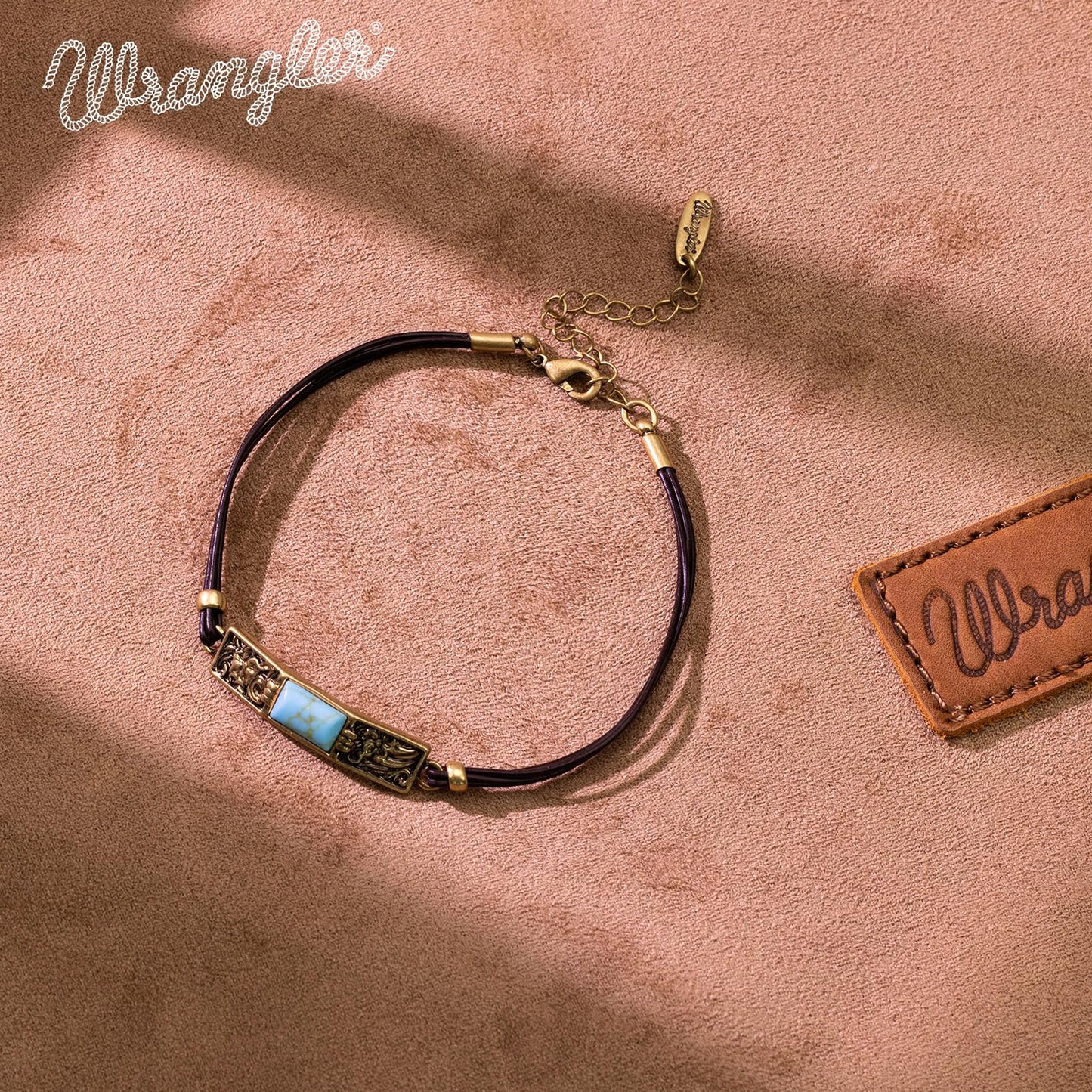 Montana West x Wrangler Faux Leather Wrap Bracelets for Women Western Country Bohemian Cowgirl Turquoise Dainty Jewelry AR-WGW-1119G-TQ