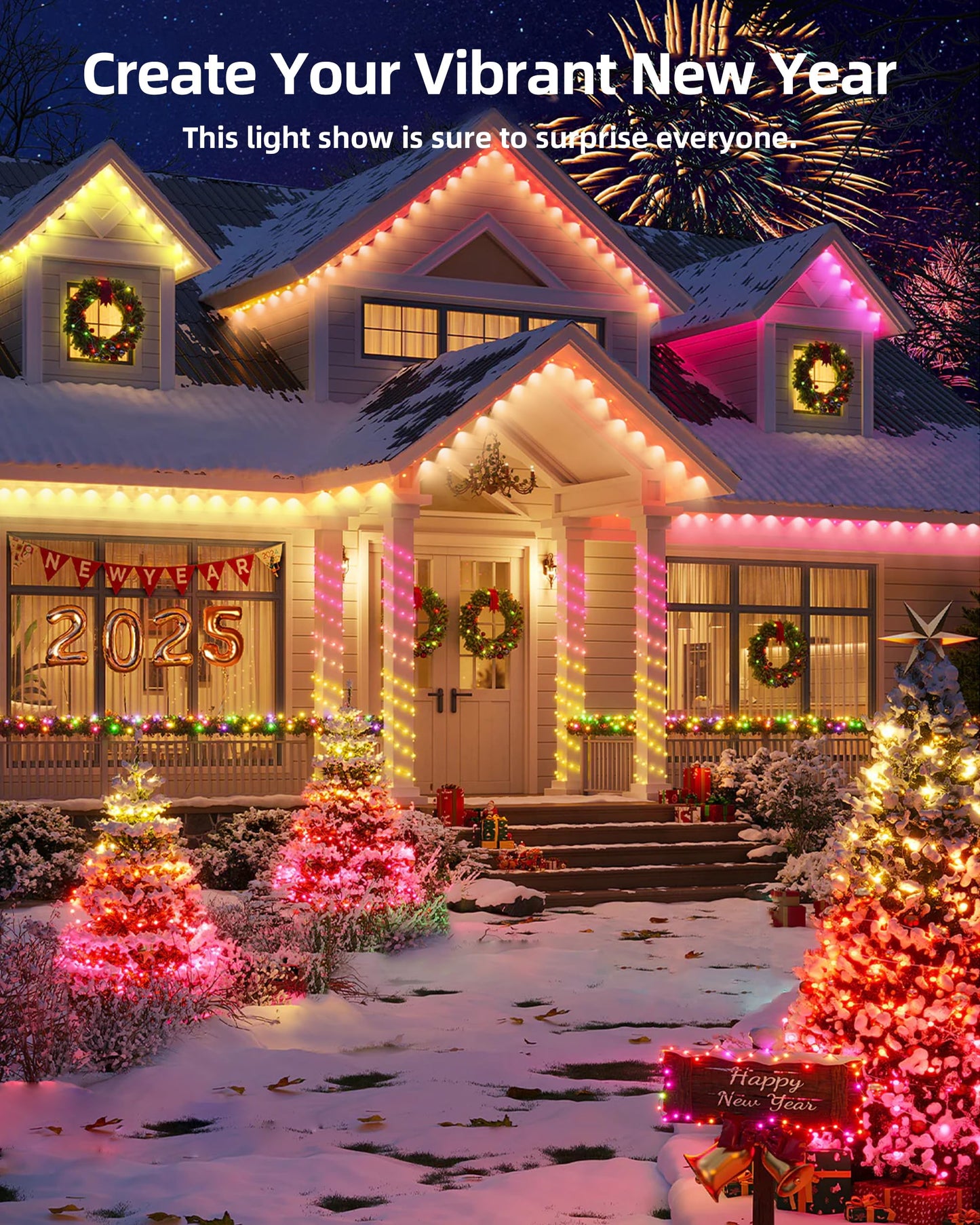 DELITOR 111FT Permanent Outdoor Lights,72 RGB Eaves Lights with App Control Remote, IP65 Waterproof Eternity Eaves Lighting, Outdoor Light for Outside Roofline Decor, Party, Holiday Xmas