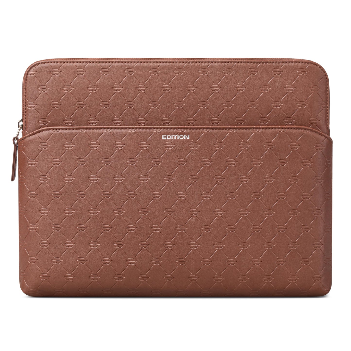 Comfyable x Edition Faux Leather Laptop Sleeve 13 14 Inch, Compatible with 13" MacBook Air M5 & 14" MacBook Pro M5 Pro/Max 2026, Mac Travel Case with a Front Zip Pocket for Men Women, Brown