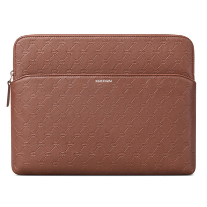 Comfyable x Edition Faux Leather Laptop Sleeve 13 14 Inch, Compatible with 13" MacBook Air M5 & 14" MacBook Pro M5 Pro/Max 2026, Mac Travel Case with a Front Zip Pocket for Men Women, Brown