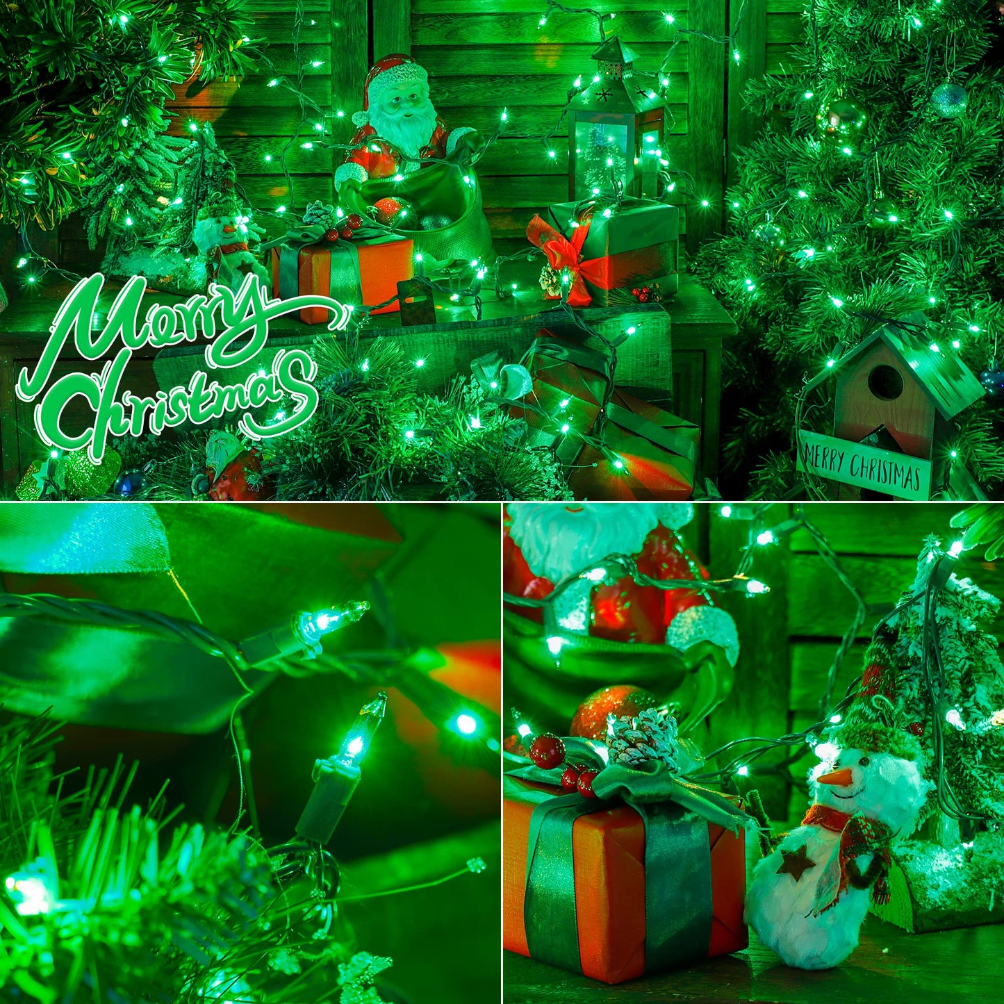 Hopolon St. Patrick's Day Mini String Lights, 2PACK 50Count 13Feet Incandescent Bulb Waterproof Green Fairy Lights Plug in for Indoor Outdoor Halloween Party Patio Christmas Decor,Green