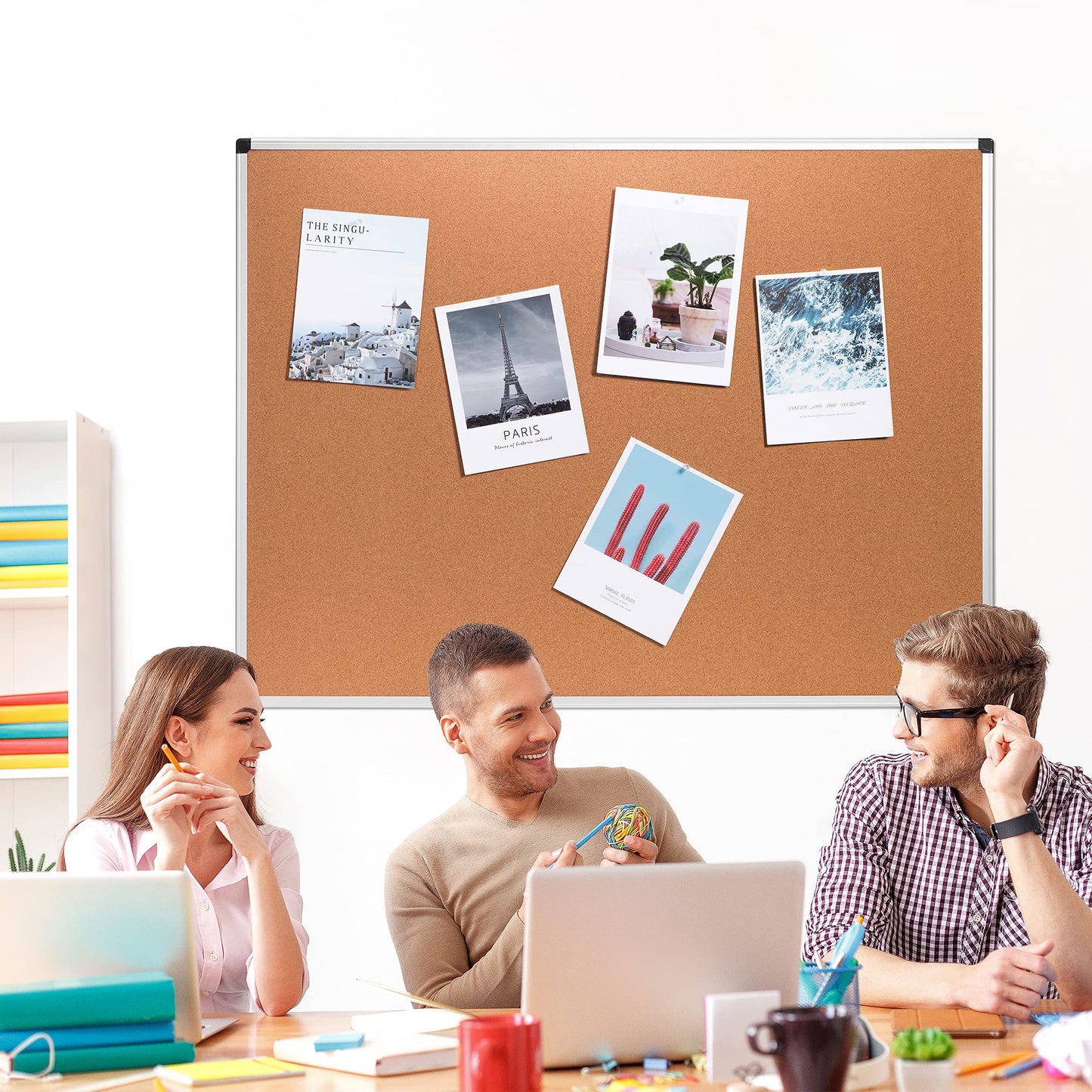 Amazon Basics Rectangular Bulletin Board, Cork Board for Wall, Vision Board for Classroom and Office, Aluminum Frame, 35" x 47", Brown