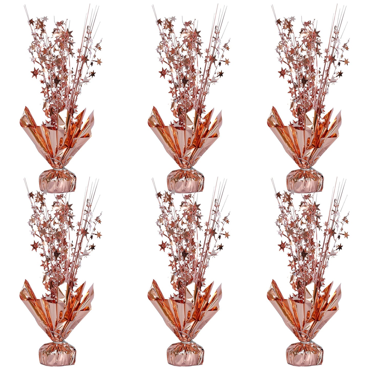 Gyufise 6 Pack Metallic Foil Spray Centerpiece Star Table Decoration Burst Table Centerpieces Table Decor for Birthday Wedding Anniversary Graduation Holiday Party Supplies Rose Gold