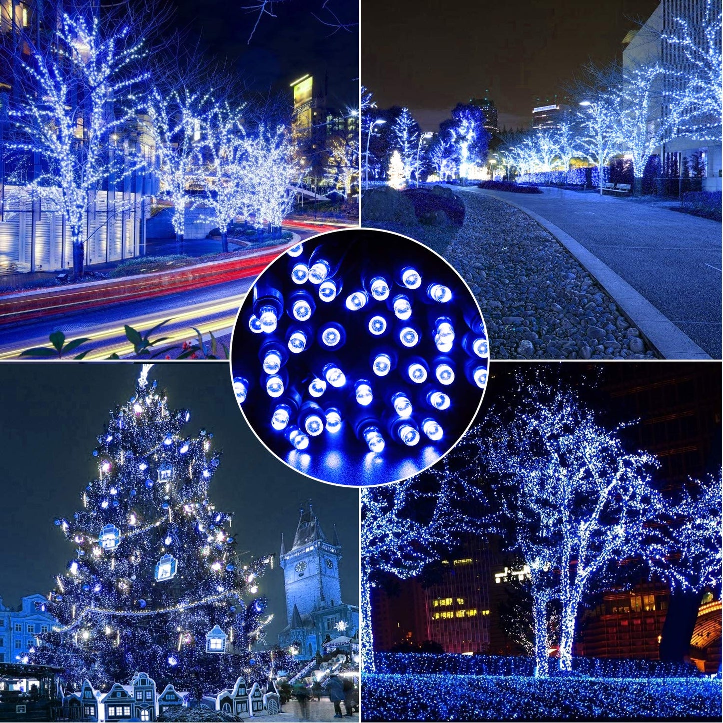 AIDDOMM 50 Count Blue Christmas Lights 25ft 5mm Blue String Lights, Outdoor & Indoor, Waterproof, Green Wire Mini String Lights, UL, IP:65