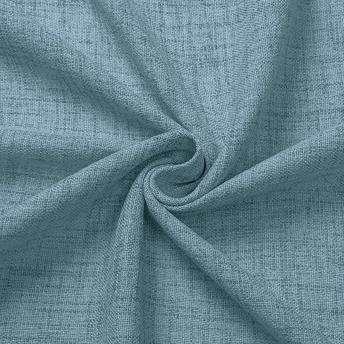 Tollpiz Linen Curtain Bedroom Rod Pocket Semi Sheer Curtains Burlap Light Filtering Thick Linen Drape for Living Room, 54 x 63 inches Long, Dusty Blue, Set of 2 Panels