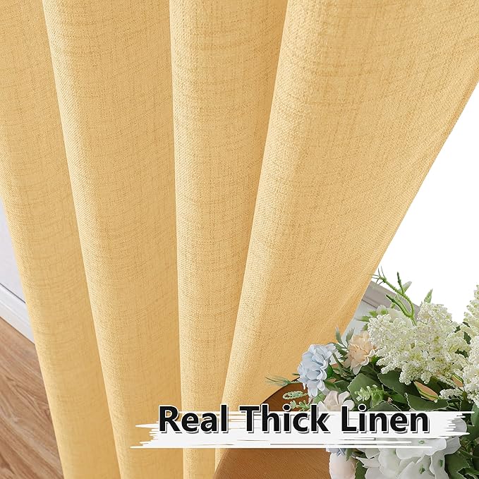 Tollpiz Linen Tier Curtains Rod Pocket Semi Sheer Short Kitchen Curtain Half Burlap Light Filtering Thick Linen Drape for Bathroom, 30 x 30 inches Long, Beige, Set of 2 Panels