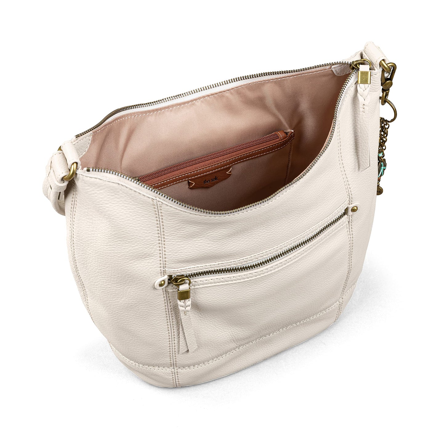 The Sak Sequoia Large Hobo Bag - Premium Leather Women's Handbag for Everyday & Travel - Designer Purse With Shoulder Bag Strap, Zipper Closure and Pockets - Stone