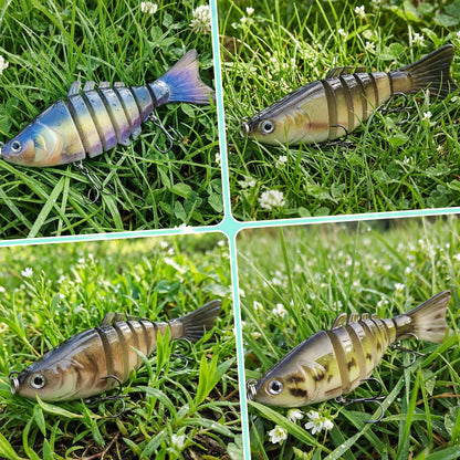 4Pcs Multi-Jointed Swimbait Fishing Lures, Lifelike Segmented Bass Lures with Treble Hooks, Slow Sinking Hard Bait for Freshwater Saltwater, Trout Pike Walleye Fishing Tackle for Anglers (A)