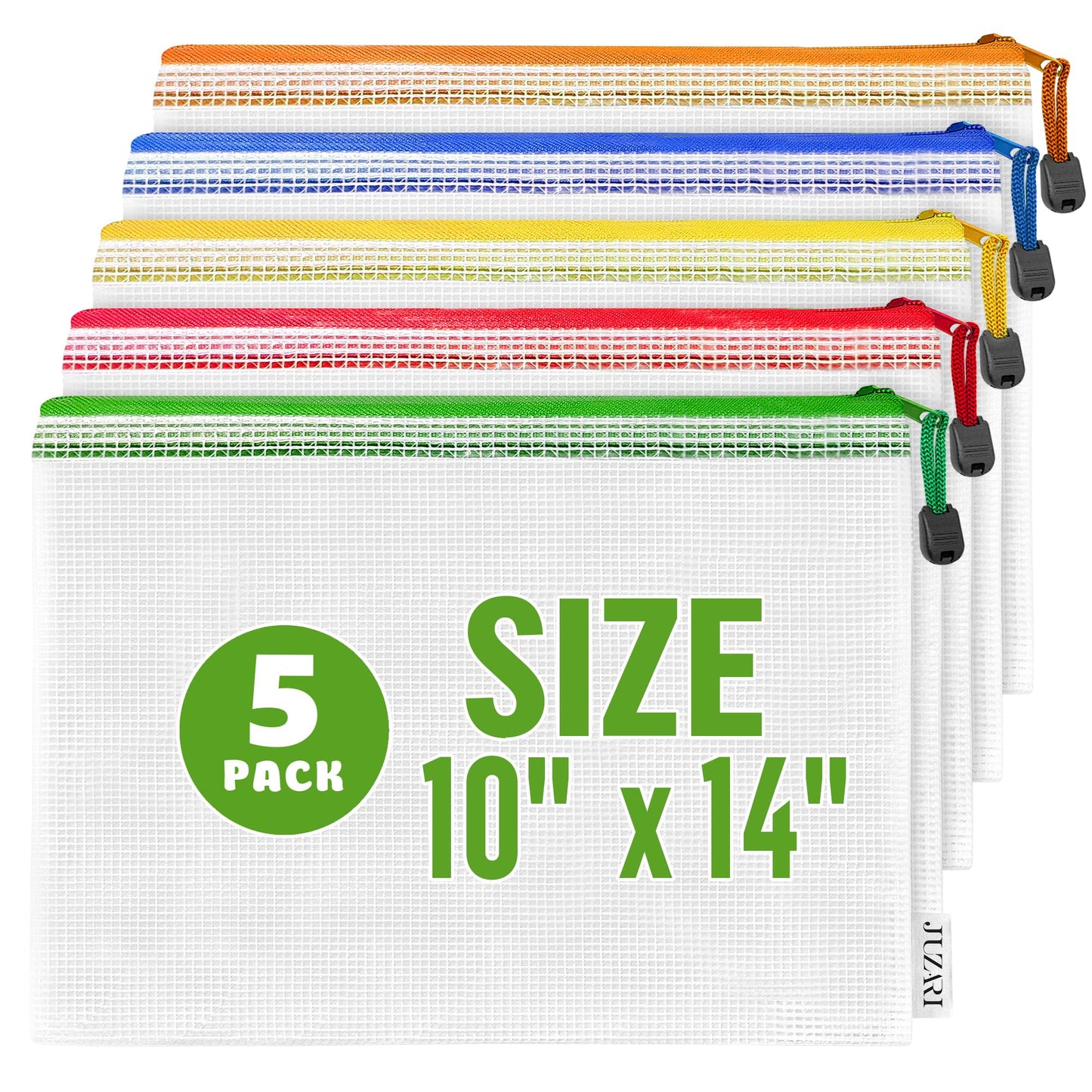 5 Pack Mesh Zipper Pouch Bags 10x14 inch - Plastic Zipper Pouches for Organizing - Document Bags with Zippered - Letter Size Zippered Pouch - Document Pouches Clear Zip Bags - Mesh Storage Bags