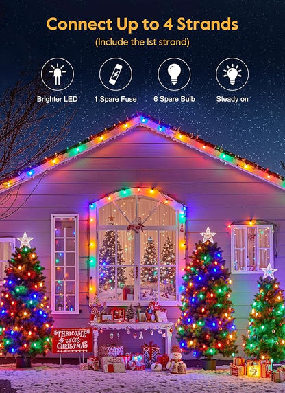 Vintage C9 LED Christmas Lights Outdoor, 150 Feet C9 String Lights with 150 Shatterproof C9 Bulbs, Waterproof Connectable Commercial Christmas Tree Lights for Outside Roofline Patio Decor, Multicolor