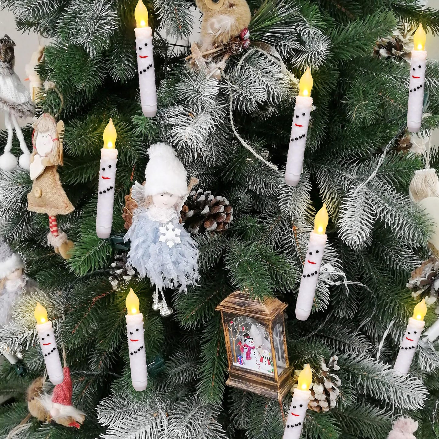 Baquler 6 Pcs Christmas Snowman Flameless Candles 6.5 Inch Short Winter Taper Candles Battery Operated LED Candlesticks for Christmas Party Table Centerpieces Xmas Winter Home Decorations