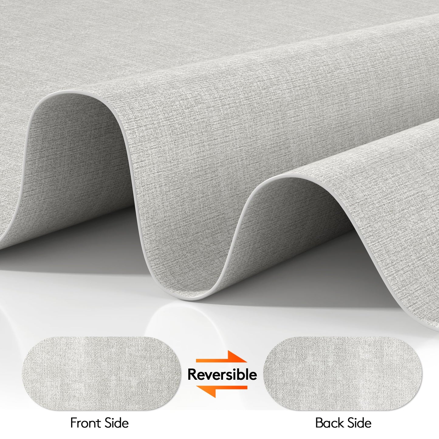 DOLOPL Oval Faux Leather Placemats Set of 6, Reversible Waterproof Heat Resistant & Wipeable Table Placemats, Washable Dining Table Mats for Kitchen Table,Everyday Dining,Gatherings,Parties(Gray)
