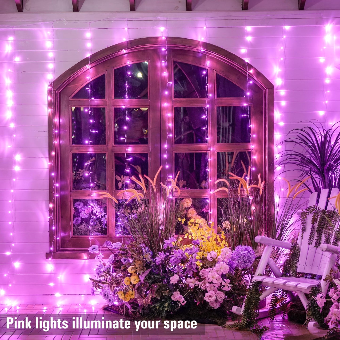 JMEXSUSS 300 LED Curtain Lights Plug in with Remote, Pink String Lights for Bedroom, Christmas, Window, Wall, Party, Teen, Girls' Room, Dorm, Valentine's Day Indoor Outdoor Decor, 9.8X9.8ft