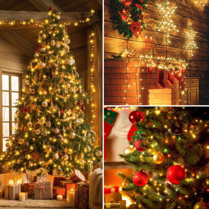 Kwaiffeo Christmas String Lights, 100FT 300LED 8 Modes Connectable Waterproof Warm White Christmas Lights Outdoor Indoor, Twinkle Fairy Lights for Room Bedroom Wedding Holiday Xmas Tree Decorations