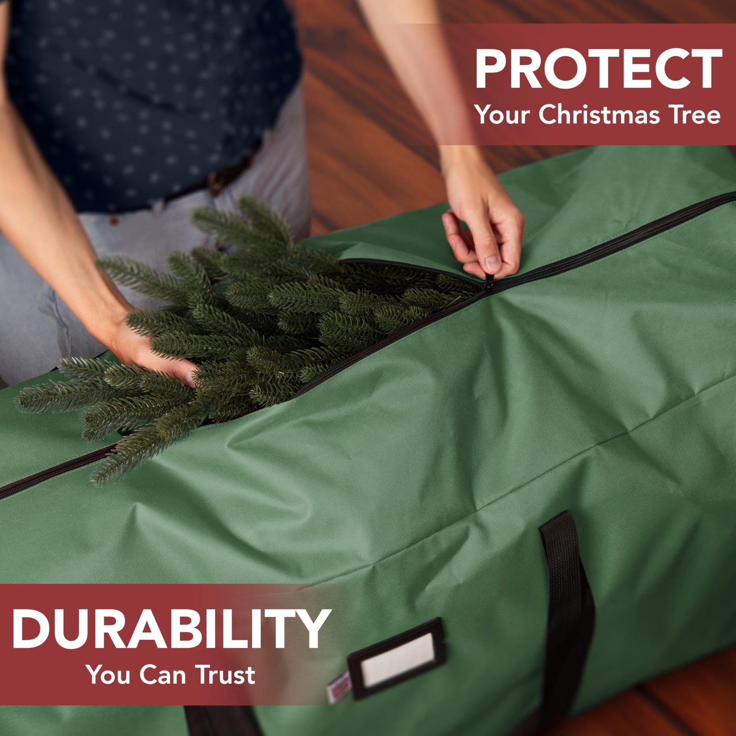 Holiday Cheer Christmas Storage Bag Heavy Duty Fits Up to 9ft Tall Artificial Tree, Waterproof with Durable Handles & Zipper Xmas Tree Storage Bag (Green)