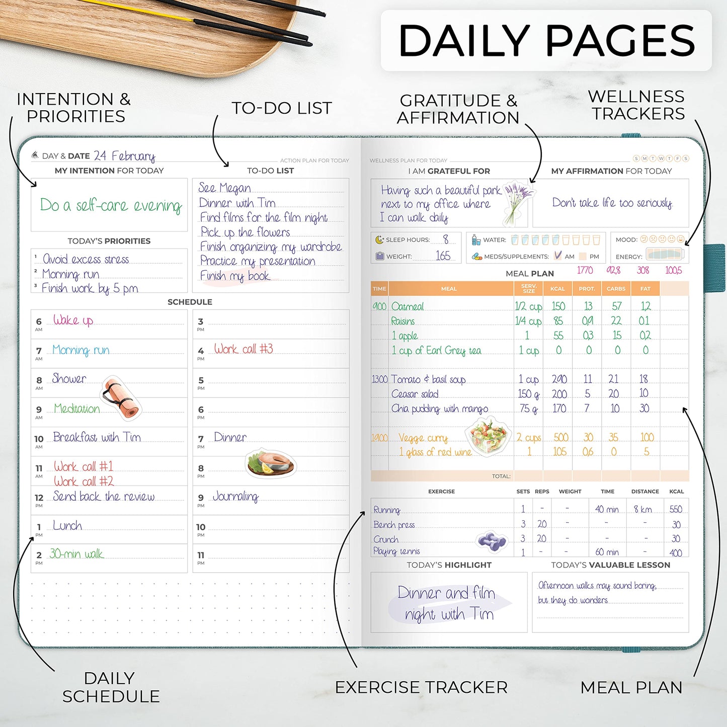 Clever Fox Wellness Planner Premium – Daily Lifestyle Journal to Support Health, Nutrition & Exercise – Healthy Living Journal with Meal, Exercise & Habit Trackers – Lasts 3 Months (Aquamarine)