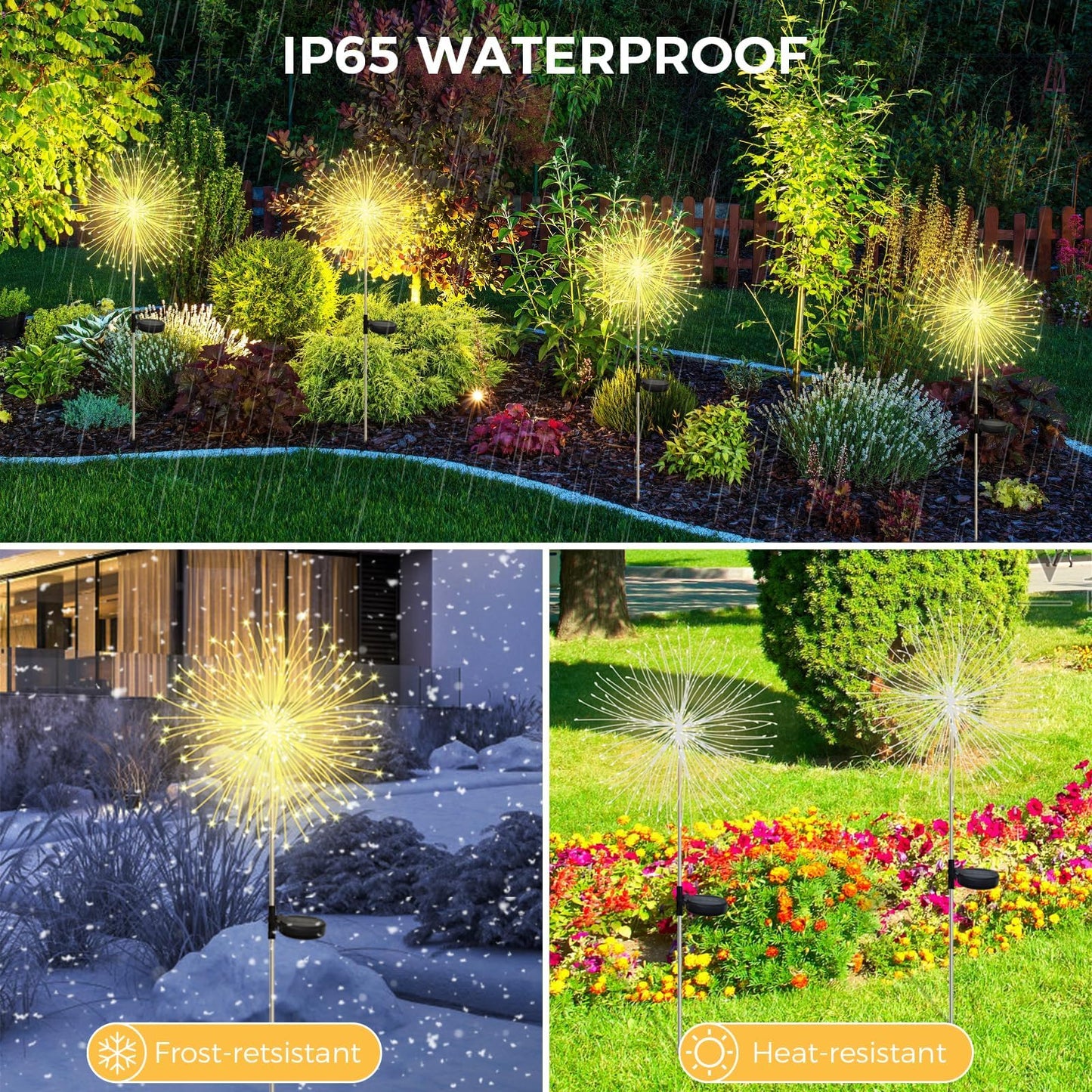 Banax Solar Garden Lights Outdoor Decor 2 Pack Christmas Lights 150 LED Solar Powered Stake Lights for Lawn, Garden, Pathway, Yard & Holiday Decorations(Warm White)