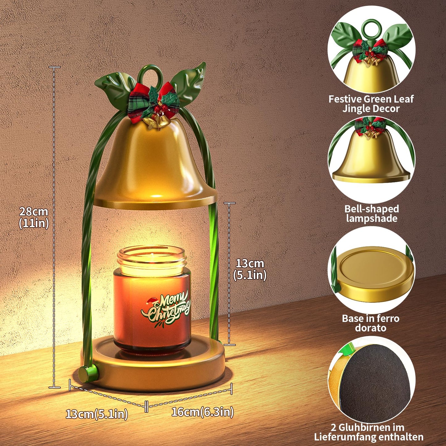 WYghyronic Candle Warmer Lamp with Timer & Dimmable 4-Level Brightness - Adjustable Height,for New Home Bedroom, Gifts for Women (Christmas)