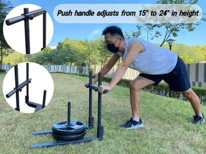 shikoyi Weight Sled for Training Adjustable Handle Push-Pull Workout Sled Fitness Sled for Athletic Exercise, Speed Improvement and Strength Training