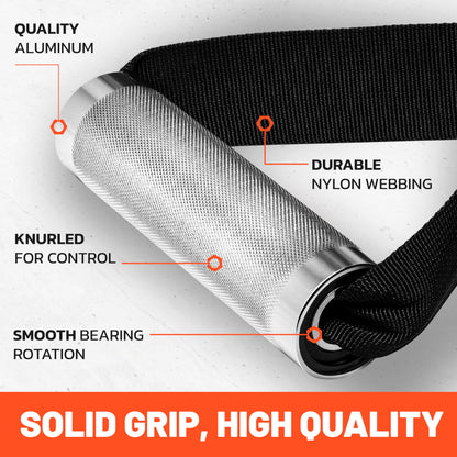 Bells of Steel Aluminum Exercise Handles for Cable Machine Attachment Premium Gym Handles for Functional Trainers, Smooth-Bearing Rotation, Light Knurling Grip, Rust-Resistant, Sold in Pairs