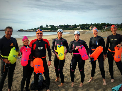 New Wave Swim Buoy - Swim Safety Float and Drybag for Open Water Swimmers, Triathletes, Kayakers and Snorkelers, Highly Visible Buoy Float for Safe Swim Training (Orange-PVC Large-20 Liter)