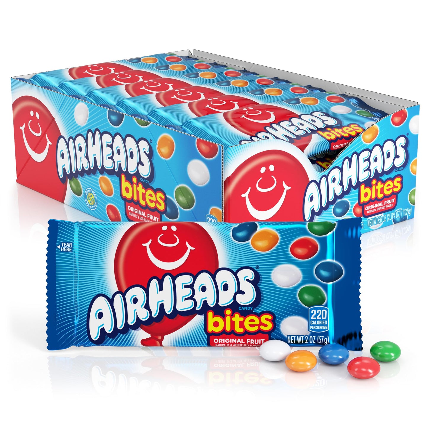 Airheads Candy Bites, Chewy Candy Bags, Assorted Fruit Flavors Naturally and Artificially Flavored, 2 Ounces (18-Pack)