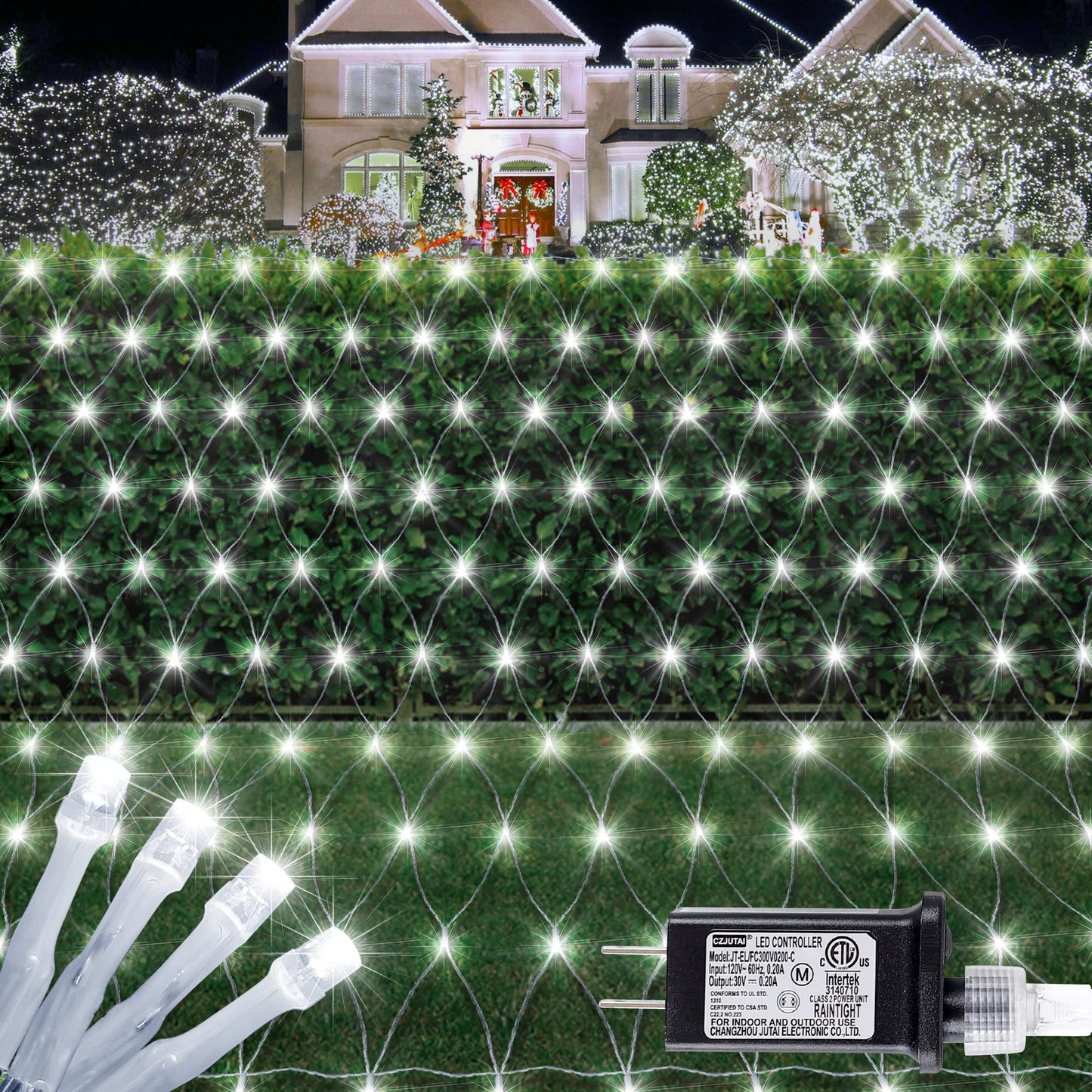 HEYFUNi 192 LED Net Lights Outdoor Mesh Lights,8 Modes Net Light for Bushes Plug in, Waterproof Christmas Net String Light for Bushes Ceiling Wedding Indoor Outdoor(9.8ft x 6.6ft,White)
