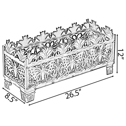 Outdoor Living Butterfly Rectangle Plant Stand, Flower Planting Pot, Antique Green
