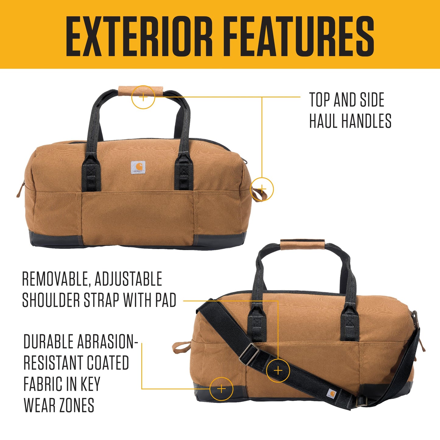 Carhartt Classic Duffels, Heavy-Duty Bag for Jobsite, Gym, & Travel, 55L, Carhartt Brown