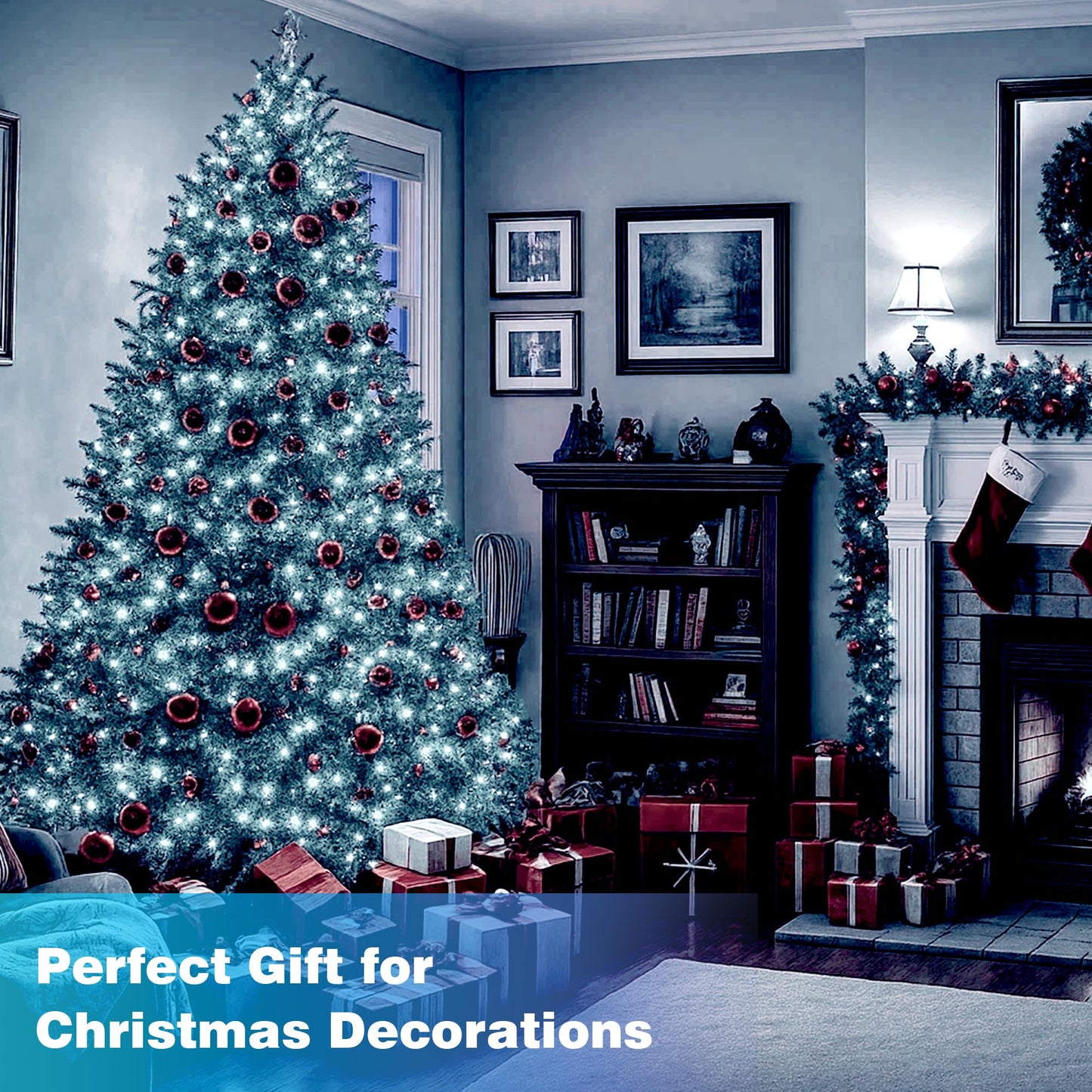 Domolli Christmas Lights 800 LED 264 FT, IP67 Waterproof Christmastree Lights with 8 Modes, Remote Control 3 Timers & Memory Function Xmas Decorations for House and Holiday (Cool White)