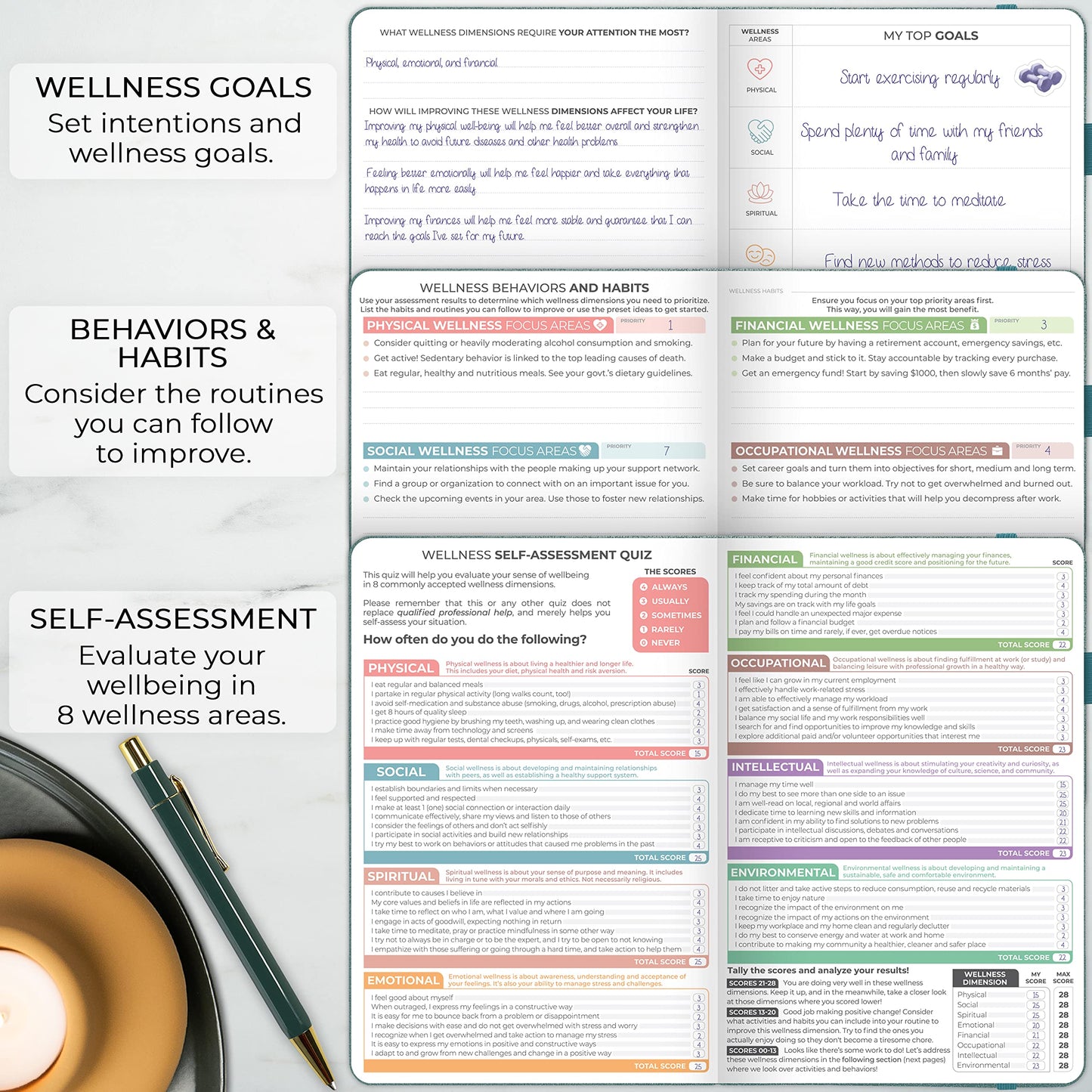 Clever Fox Wellness Planner Premium – Daily Lifestyle Journal to Support Health, Nutrition & Exercise – Healthy Living Journal with Meal, Exercise & Habit Trackers – Lasts 3 Months (Aquamarine)