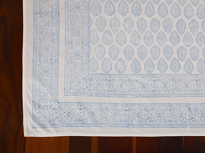 ATOSII Amalfi 100% Cotton Boho Rectangle Fall Tablecloth, Handblock Print Table Cloth for Kitchen I Dining Table Linen Fall Décor I Parties Wedding Outdoor Christmas Thanksgiving I Fall 60 X 90 Inches