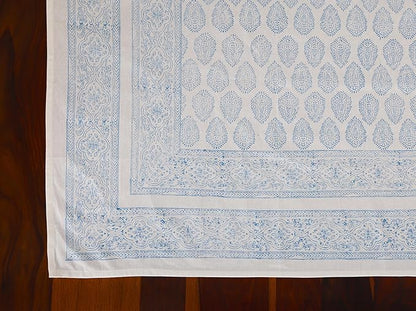 ATOSII Amalfi 100% Cotton Boho Rectangle Fall Tablecloth, Handblock Print Table Cloth for Kitchen I Dining Table Linen Fall Décor I Parties Wedding Outdoor Christmas Thanksgiving I Fall 60 X 90 Inches